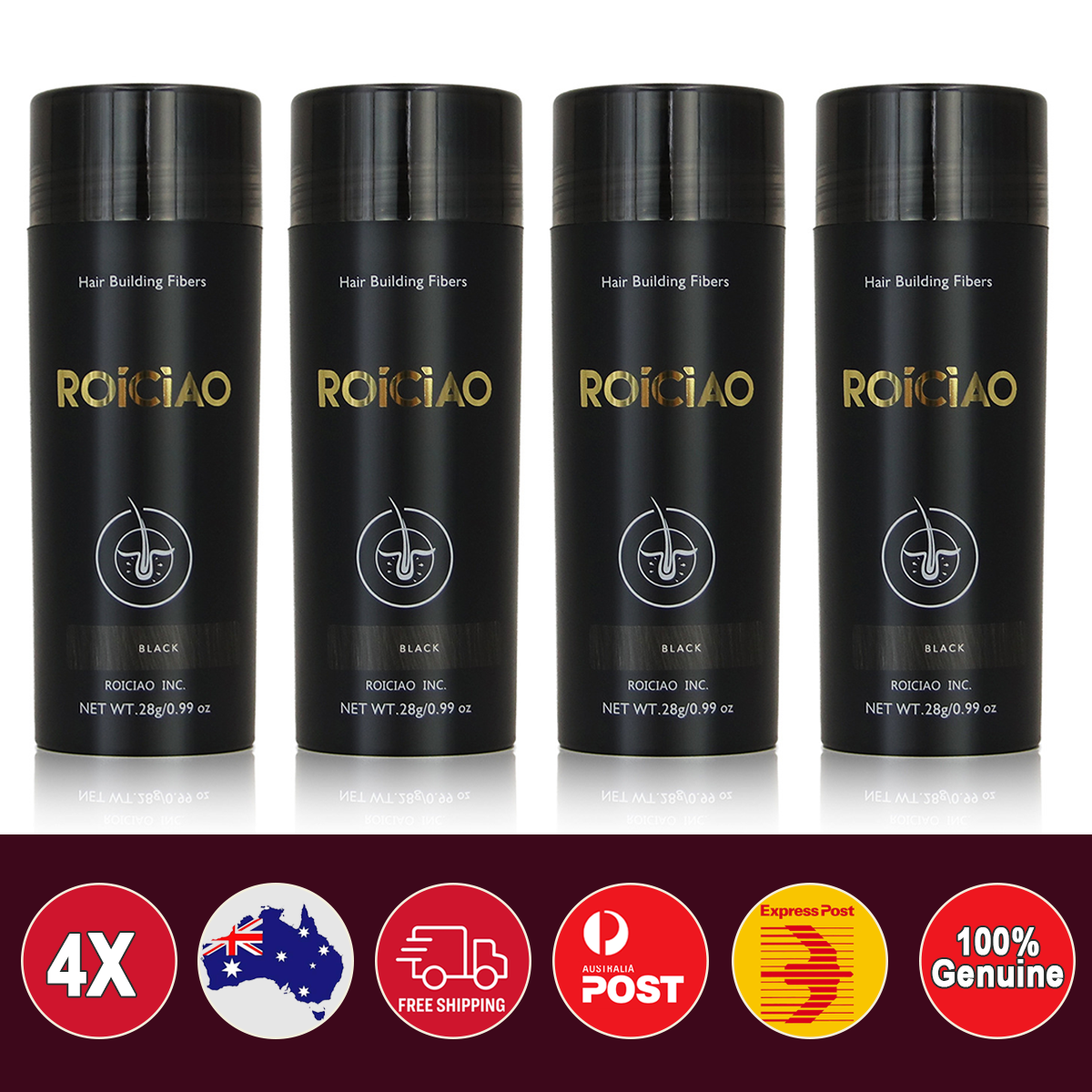 4X ROICIAO Hair Loss Building Fibers (112g) Keratin Concealer AU STOCK Black