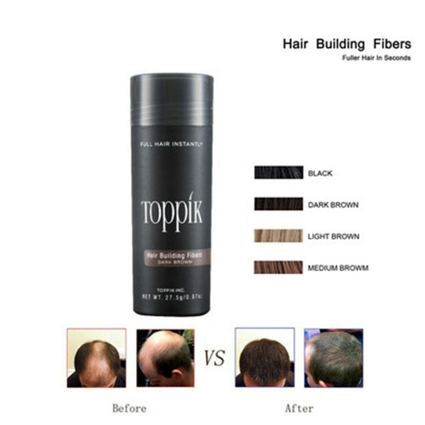 AU Genuine Toppik Hair Loss Building Hair Fibers 27.5g Keratin Fiber Concealer